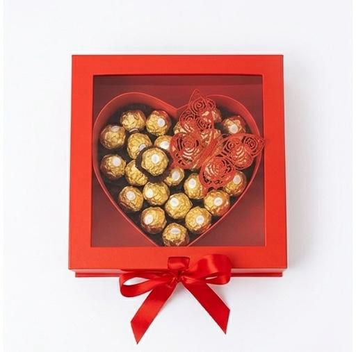 Elegant Heart-Shaped Ferrero Rocher Gift Box with Decorative Butterfly